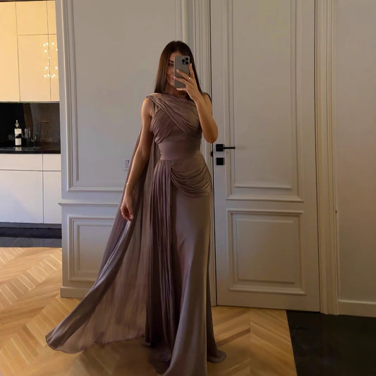 Satin Ribbon Pleated Dress