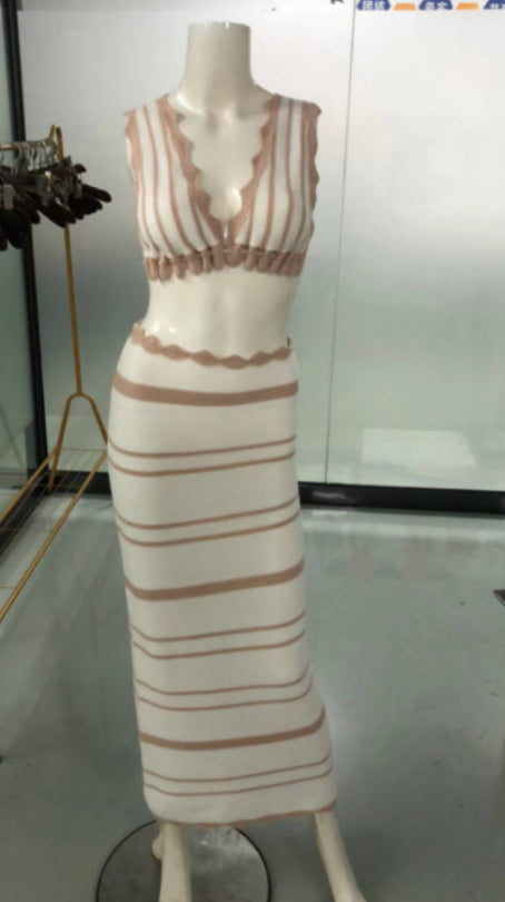 Y2K Striped Bikini Set - 2 piece Summer Beach