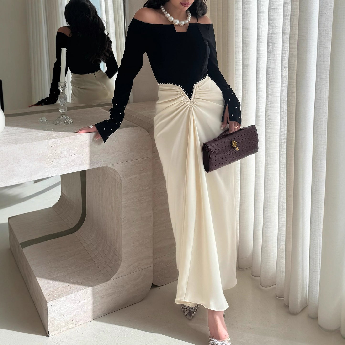 Pearl luxe Colourblock Dress