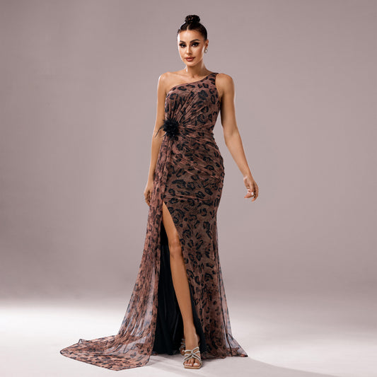 Leopard Luxe One-shoulder Dress