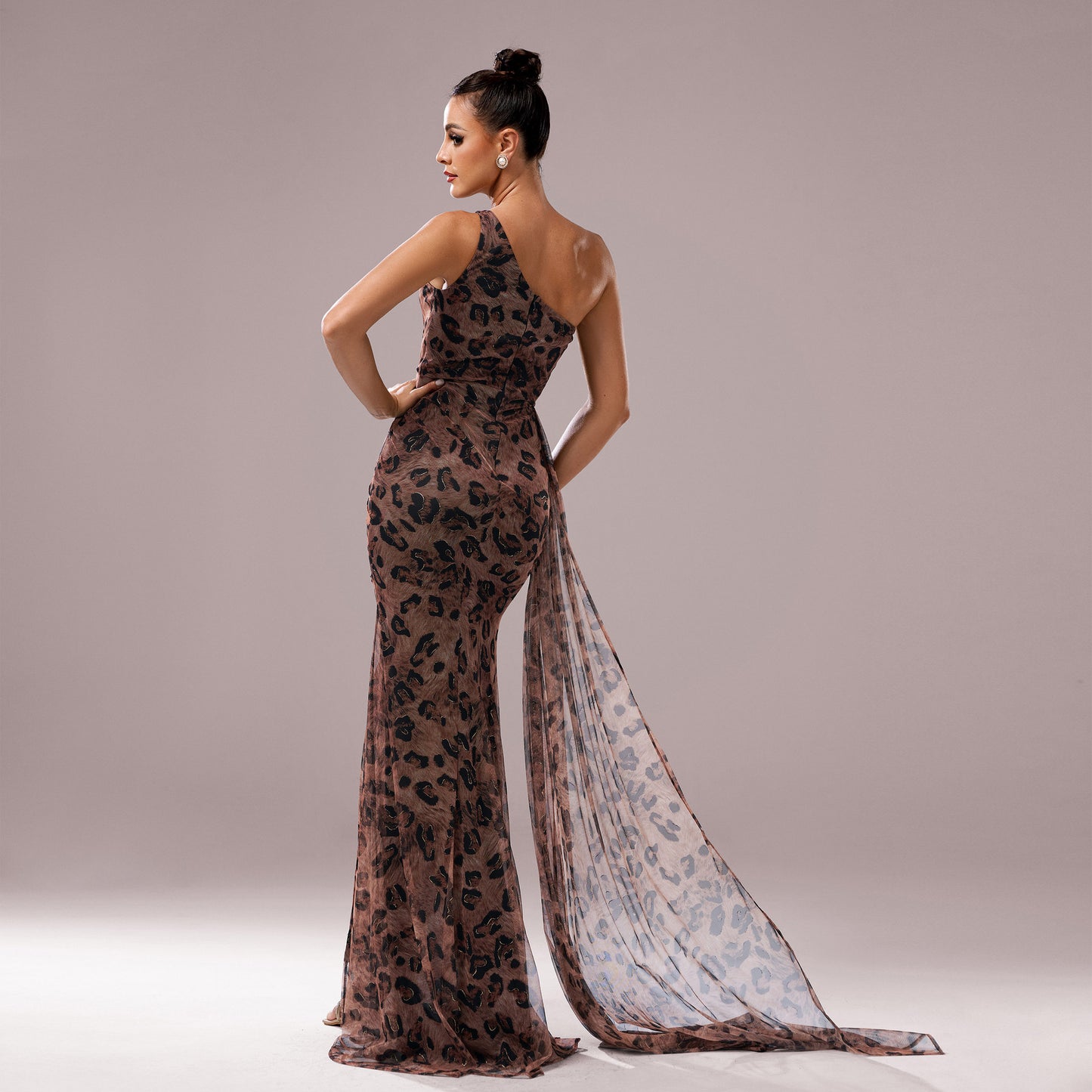 Leopard Luxe One-shoulder Dress