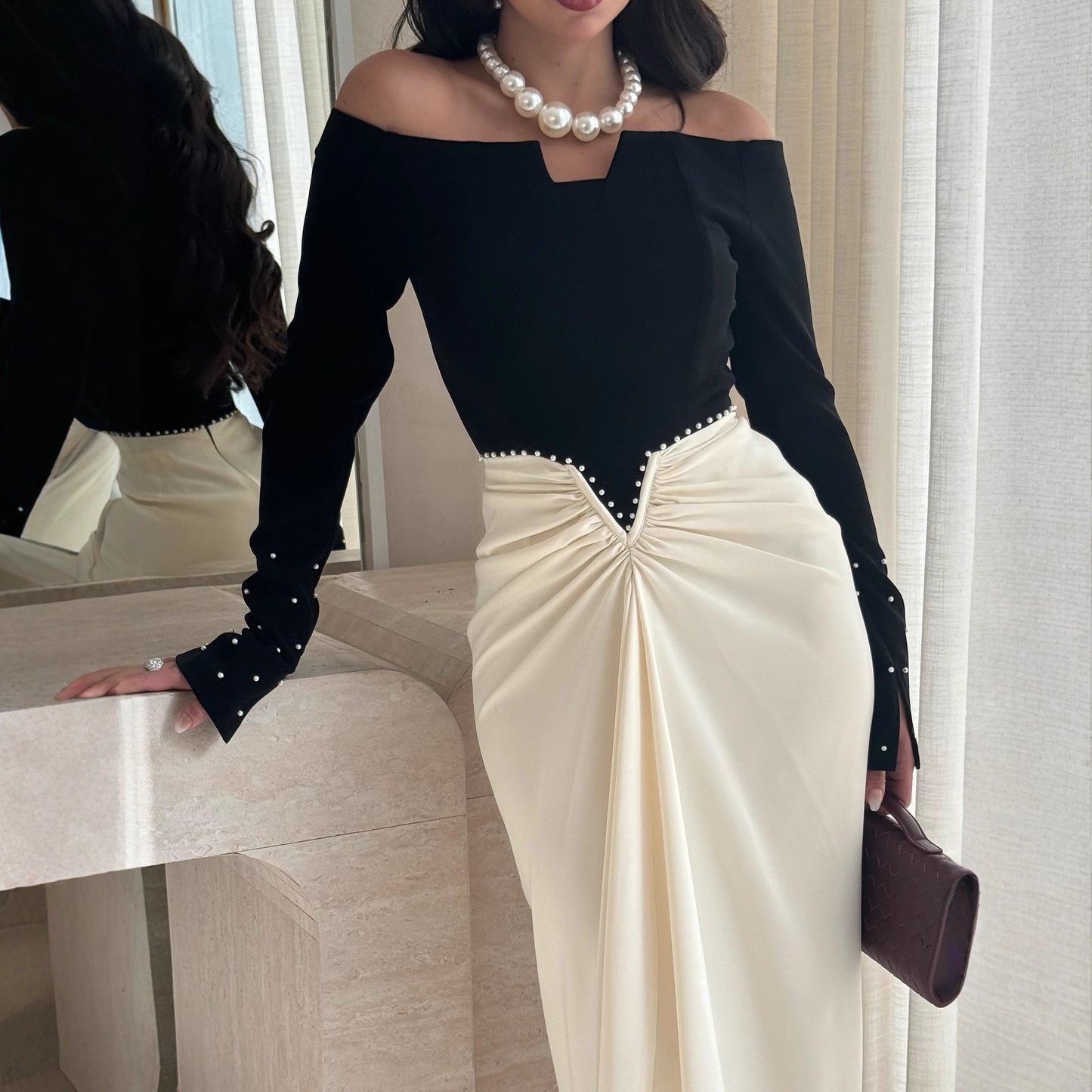 Pearl luxe Colourblock Dress
