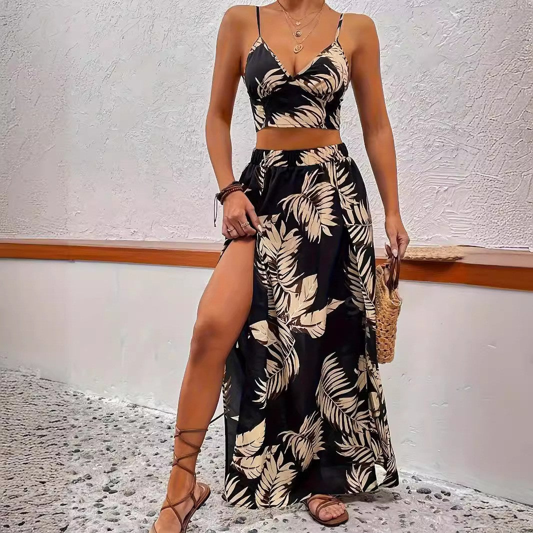 High Slit Mid-length Set Women Dress