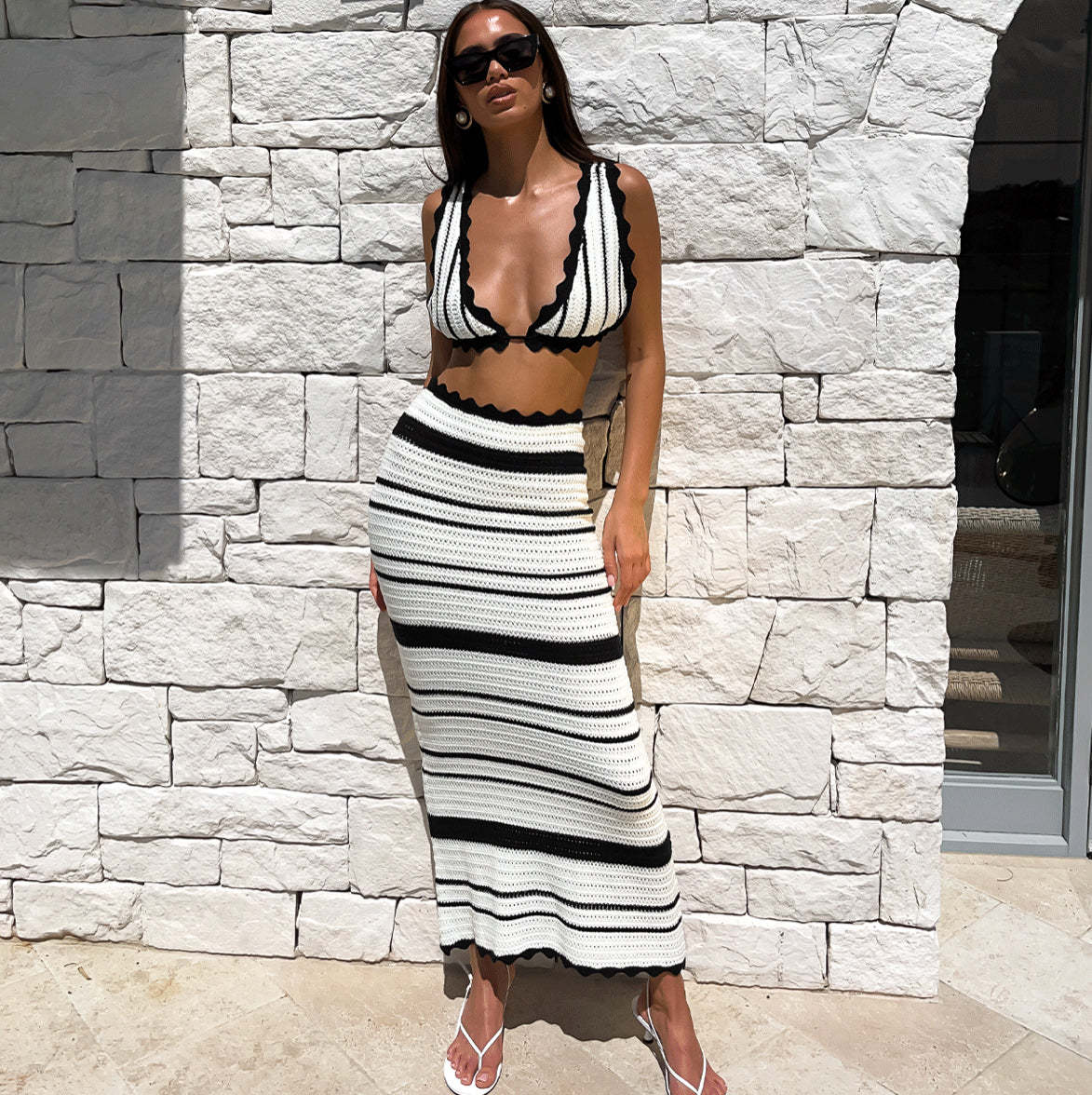 Y2K Striped Bikini Set - 2 piece Summer Beach